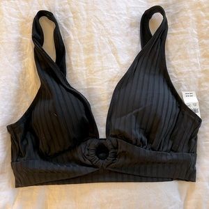 Aerie ribbed black bikini top NWT L